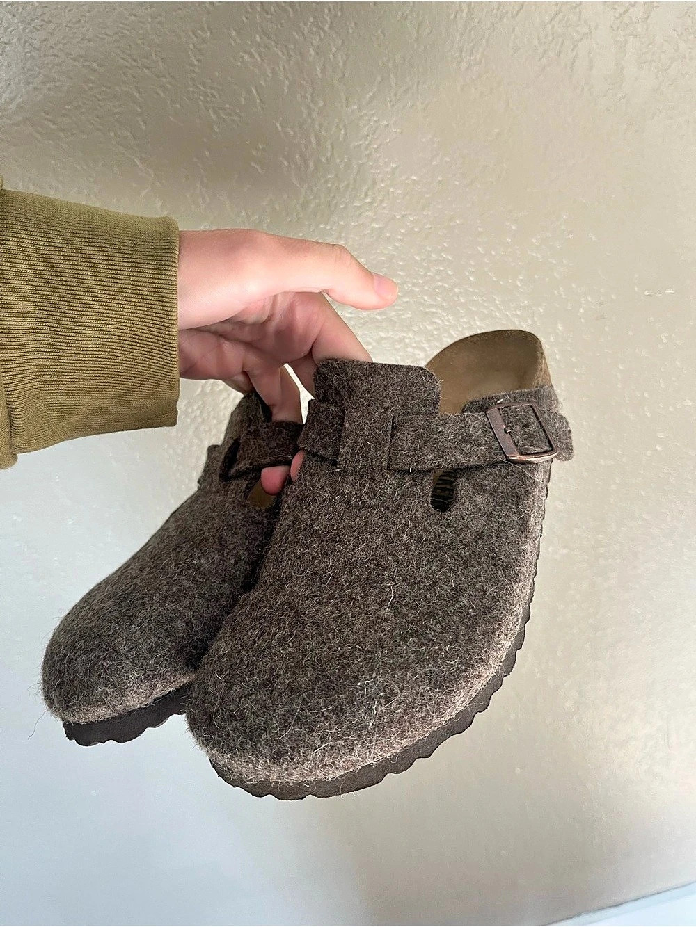 Birkenstock Boston Wool Felt Clog Wool Felt Clogs Brown EU 40 narrow